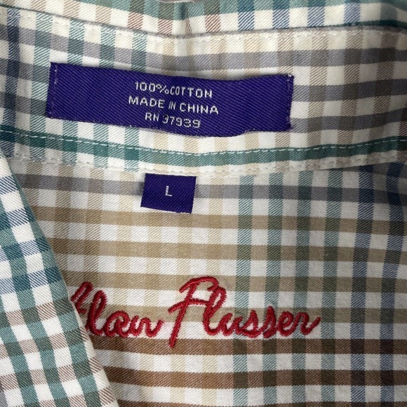 Alan‎ Flusser Men’s L/S Casual Shirt Large color Multi Color Checks Button Down - Picture 4 of 10